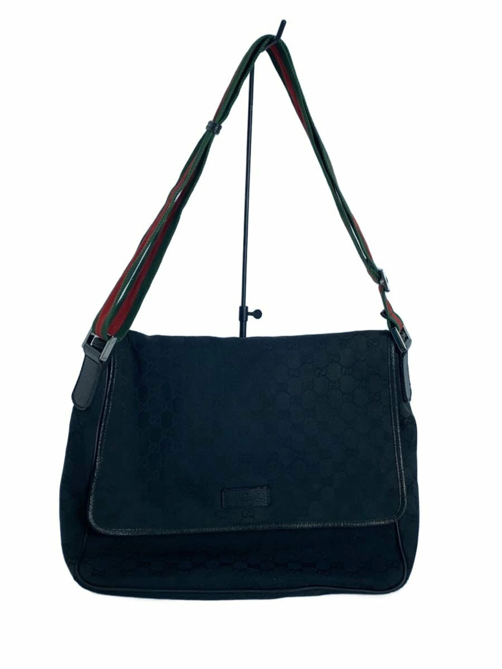 Gucci GG Canvas Web Flap Messenger Bag canvas web Black